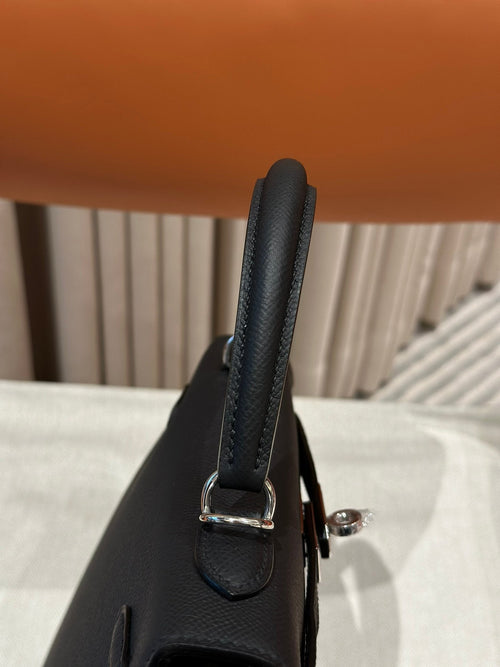 Kelly 25 Black Epsom Sellier From France Luxury Bag