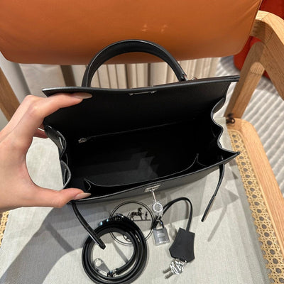 Kelly 25 Black Epsom Sellier From France Luxury Bag