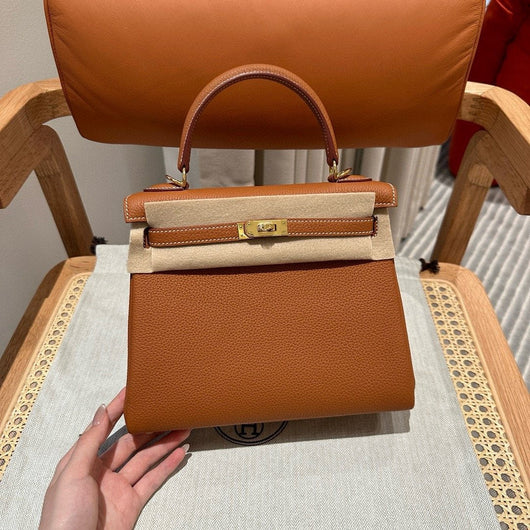 Kelly 25 Gold Togo From France Luxury Bag