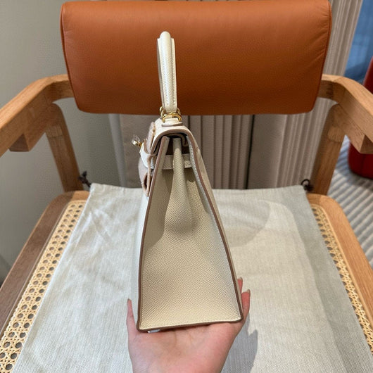 Kelly 25 Craie Gold Buckle Luxury Bag