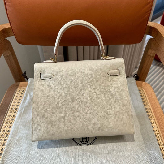 Kelly 25 Craie Gold Buckle Luxury Bag