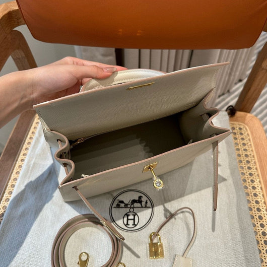 Kelly 25 Craie Gold Buckle Luxury Bag