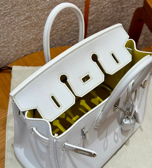 Birkin 25 Blanc Lime Luxury Bag
