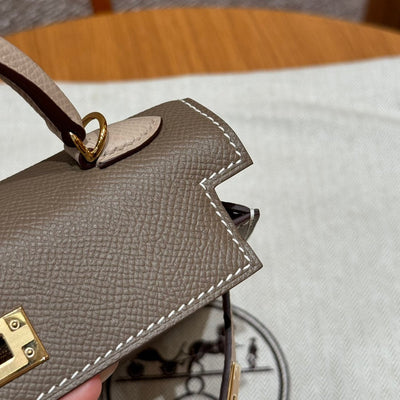 Kelly Mini II Etoupe Trench Luxury Bag