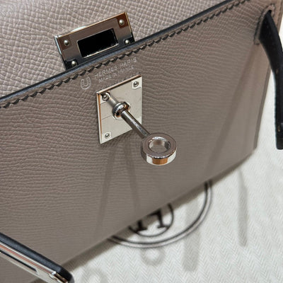 Kelly Mini II Gris Asphalte And Ck Noir Luxury Bag
