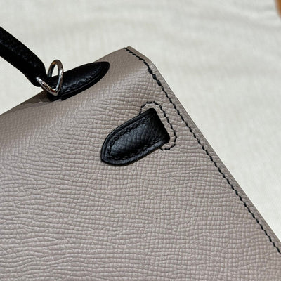Kelly Mini II Gris Asphalte And Ck Noir Luxury Bag