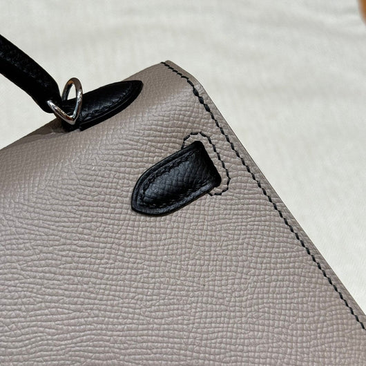 Kelly Mini II Gris Asphalte And Ck Noir Luxury Bag