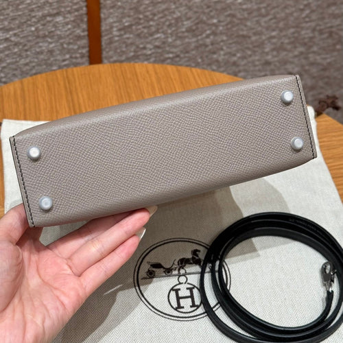 Kelly Mini II Gris Asphalte And Ck Noir Luxury Bag