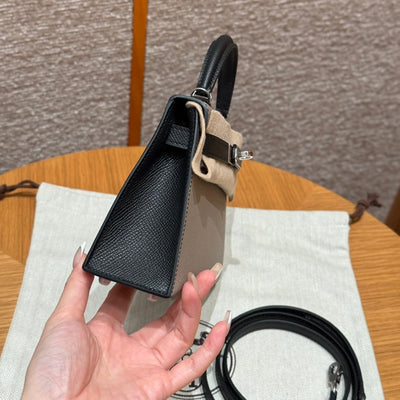 Kelly Mini II Gris Asphalte And Ck Noir Luxury Bag