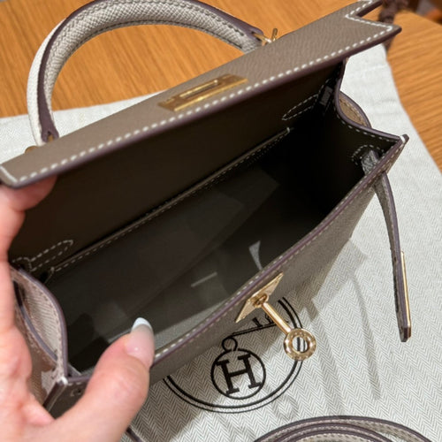 Kelly Mini II Etoupe And Ck Craie Luxury Bag