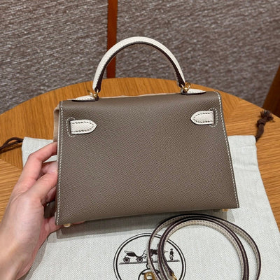 Kelly Mini II Etoupe And Ck Craie Luxury Bag
