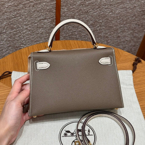 Kelly Mini II Etoupe And Ck Craie Luxury Bag