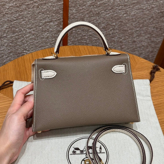 Kelly Mini II Etoupe And Ck Craie Luxury Bag