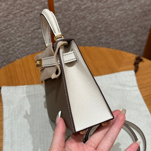 Kelly Mini II Etoupe And Ck Craie Luxury Bag