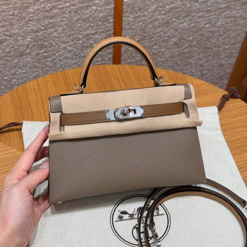 Kelly Mini II Etoupe Alezan Biscuit Luxury Bag