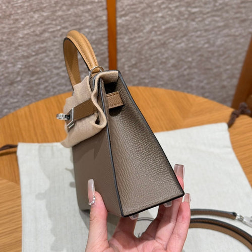 Kelly Mini II Etoupe Alezan Biscuit Luxury Bag