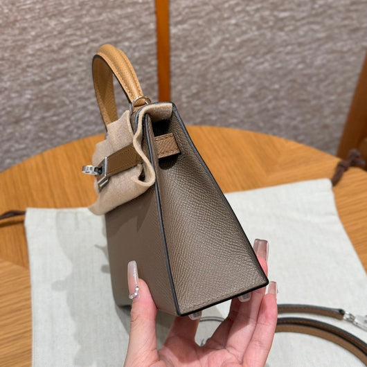 Kelly Mini II Etoupe Alezan Biscuit Luxury Bag