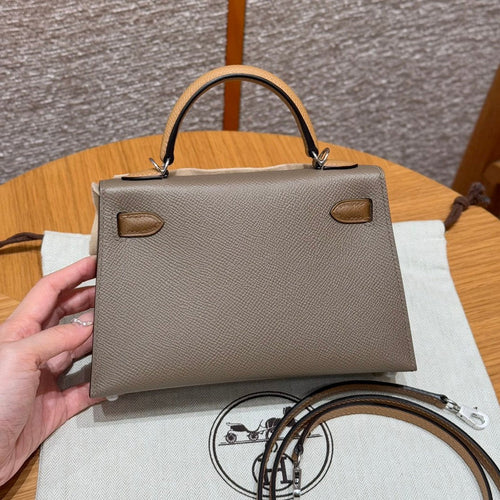 Kelly Mini II Etoupe Alezan Biscuit Luxury Bag