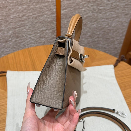 Kelly Mini II Etoupe Alezan Biscuit Luxury Bag