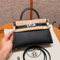 Kelly Mini II Noir And Rouge Coeur Luxury Bag