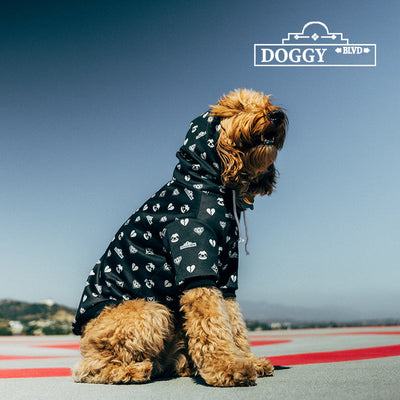 Premium Black Patterned Dog Hoodie for Pets