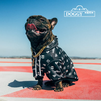 Premium Black Patterned Dog Hoodie for Pets