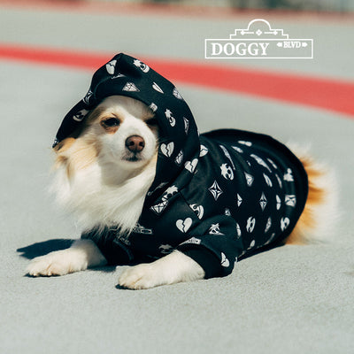 Premium Black Patterned Dog Hoodie for Pets